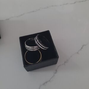 Chic Silver and Gold Women's Ring Set